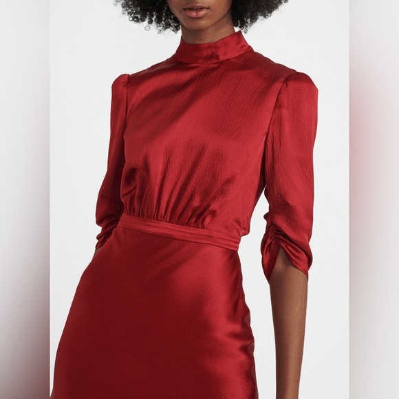 New! SALONI Adele Red Silk-Satin Maxi Dress With Open Back Ties ♥️ size 8 - Picture 8 of 16